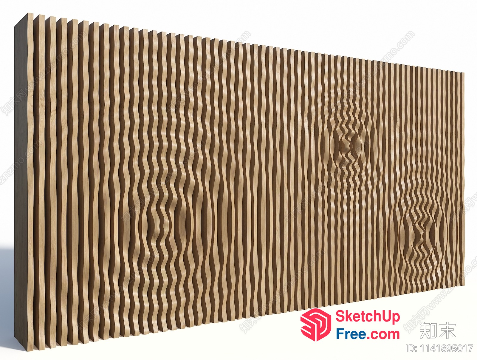 Wooden Wave Patterned Wall Panel 3D SketchUp File