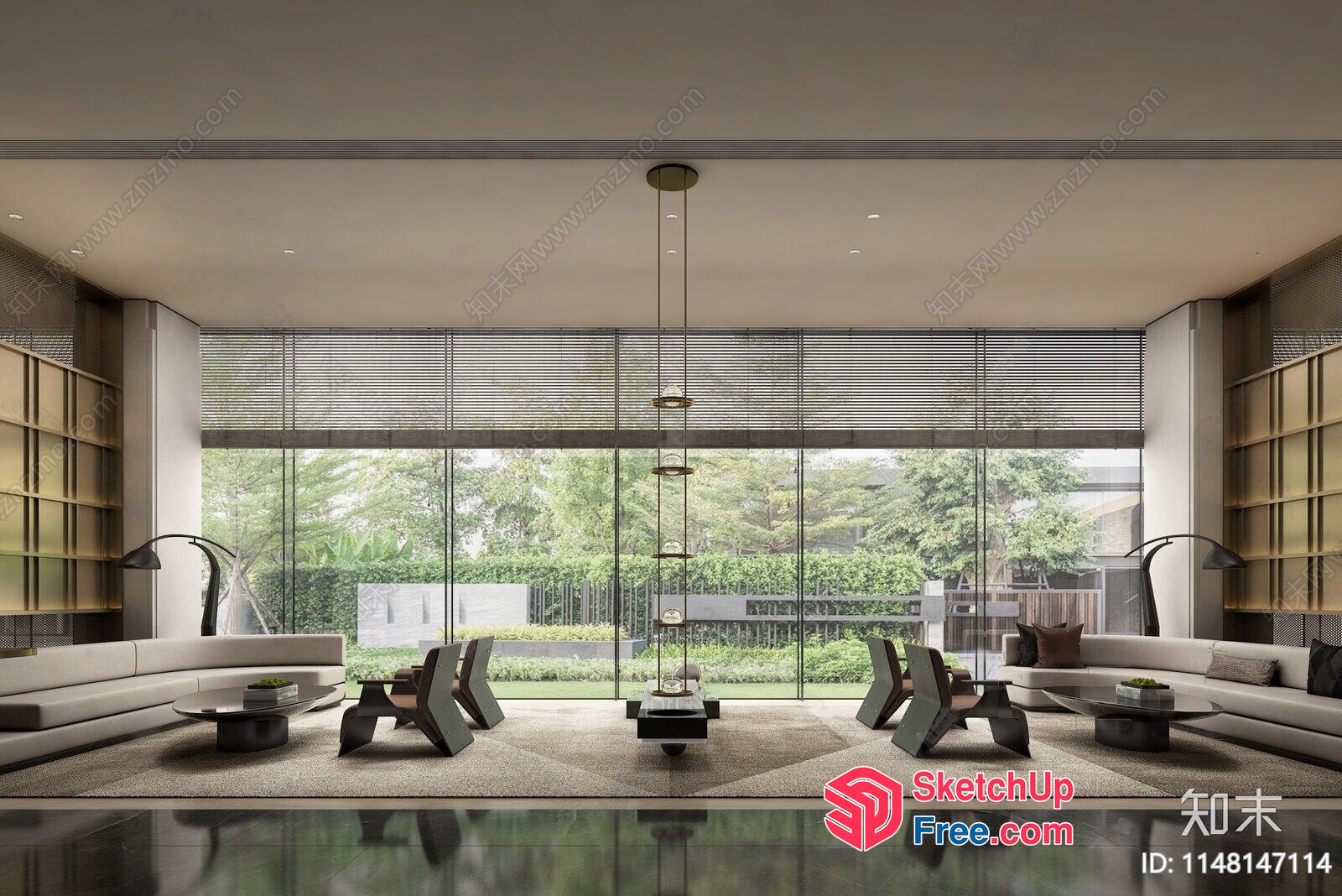 Modern Minimalist Interior With Large Windows 3D SketchUp File