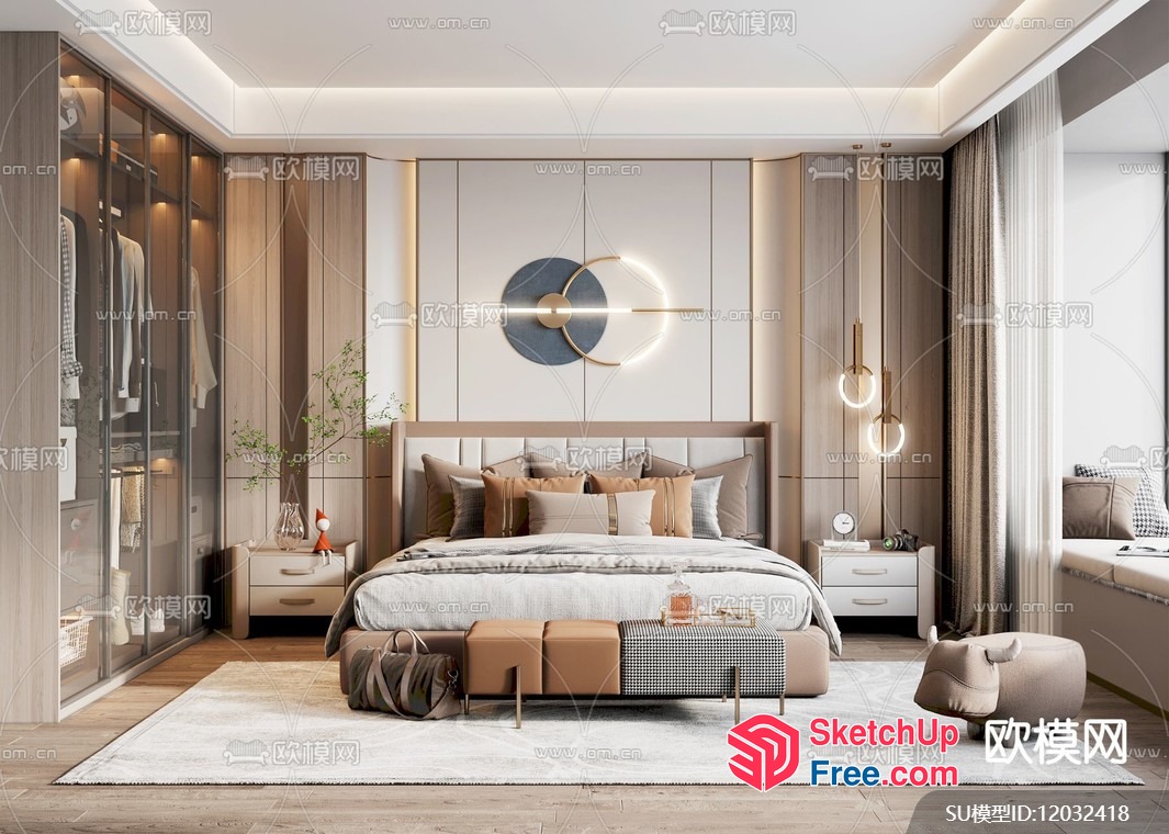 Modern Minimalist Bedroom Interior 3D SketchUp File