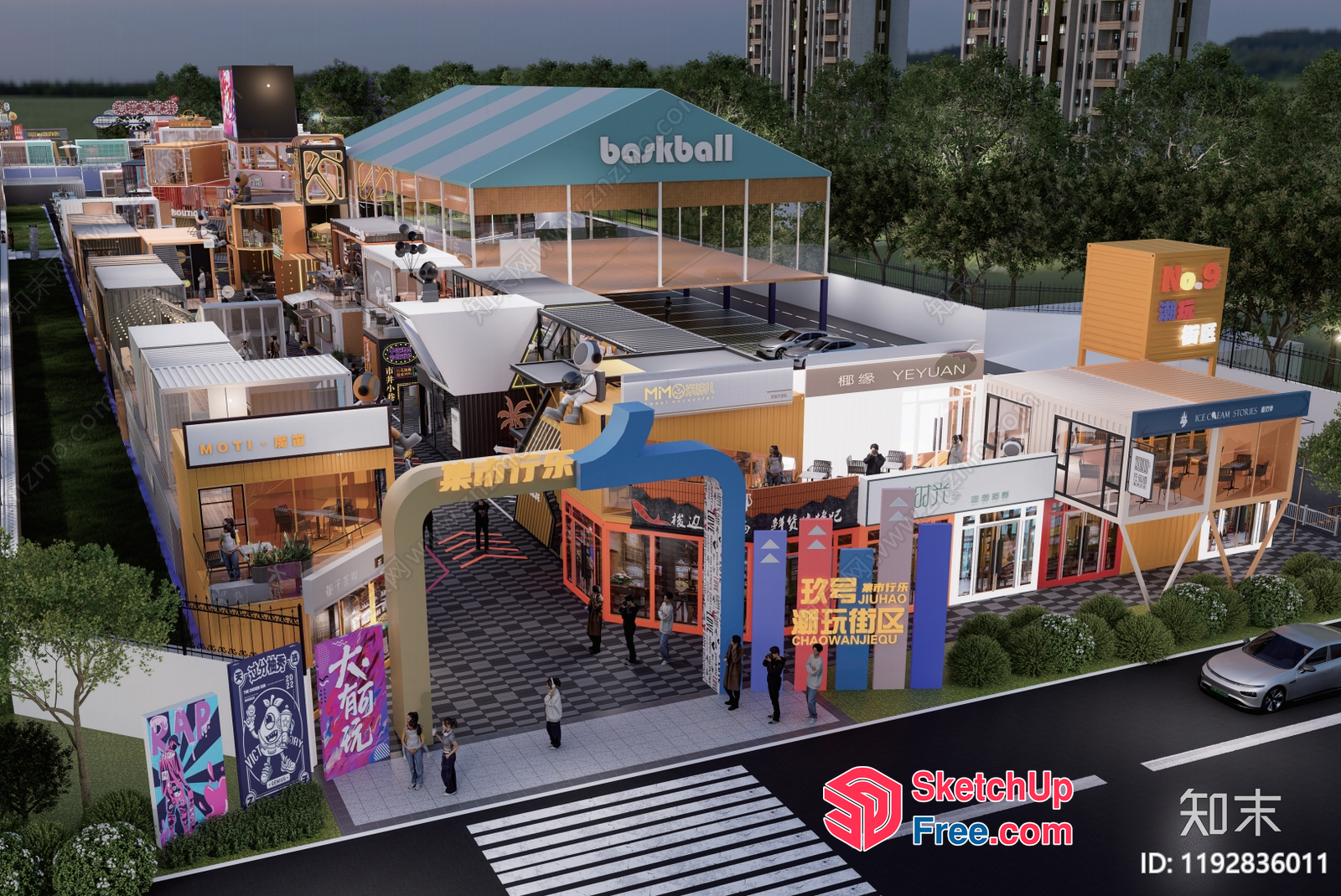 Vibrant Street Market Scene 3D SketchUp File