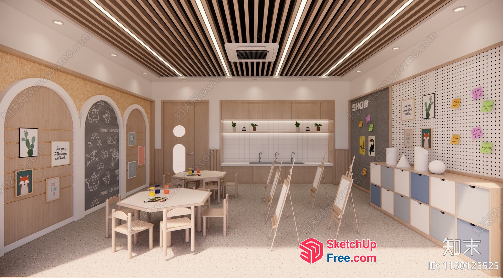 Modern Kids' Activity Room With Playful Decorations 3D SketchUp File