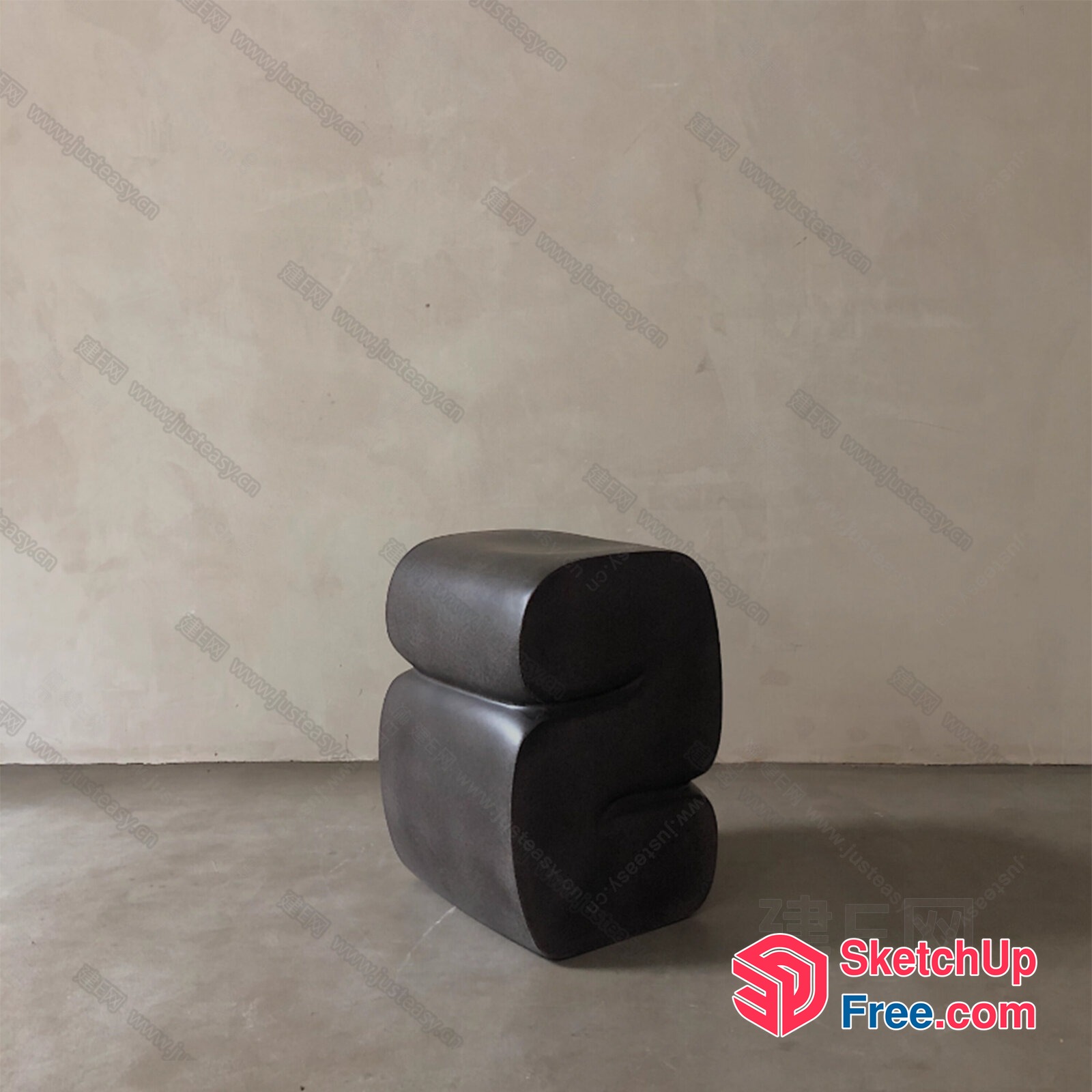 Modern Minimalist Black Stool 3D SketchUp File