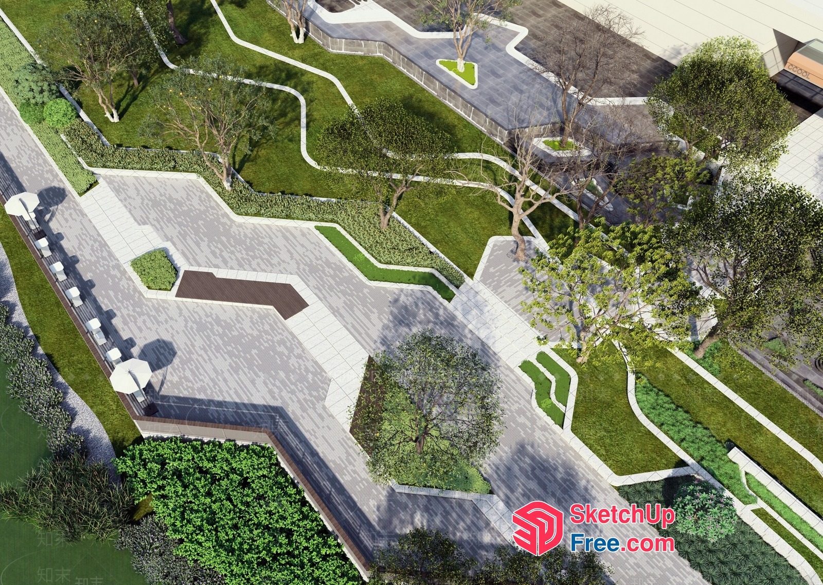 Serene Modern Commercial Street 3D SketchUp File