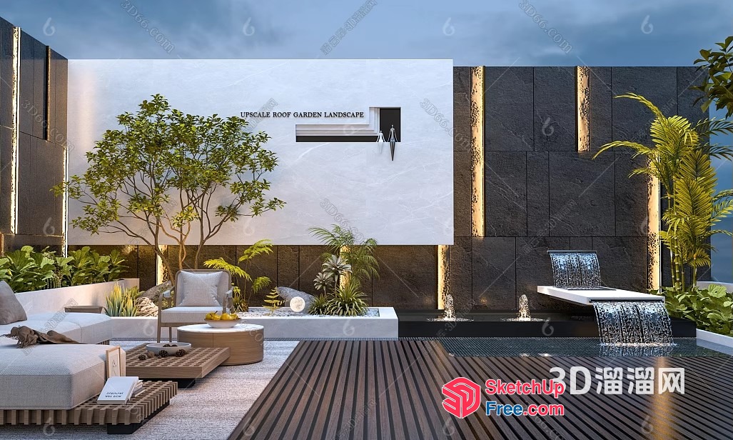 Upscale Roof Garden Landscape 3D SketchUp File