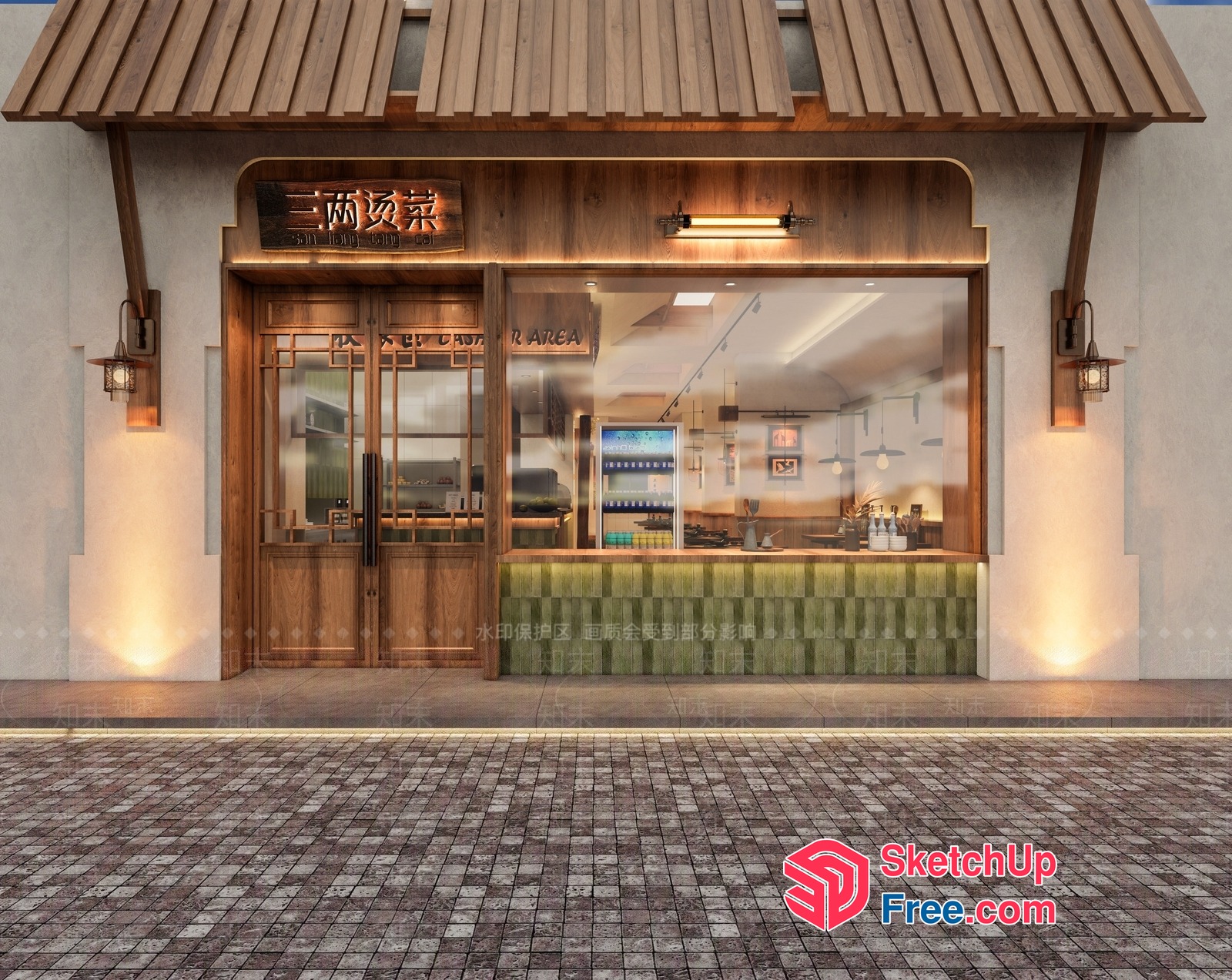 Traditional Chinese Style Restaurant Exterior 3D SketchUp File