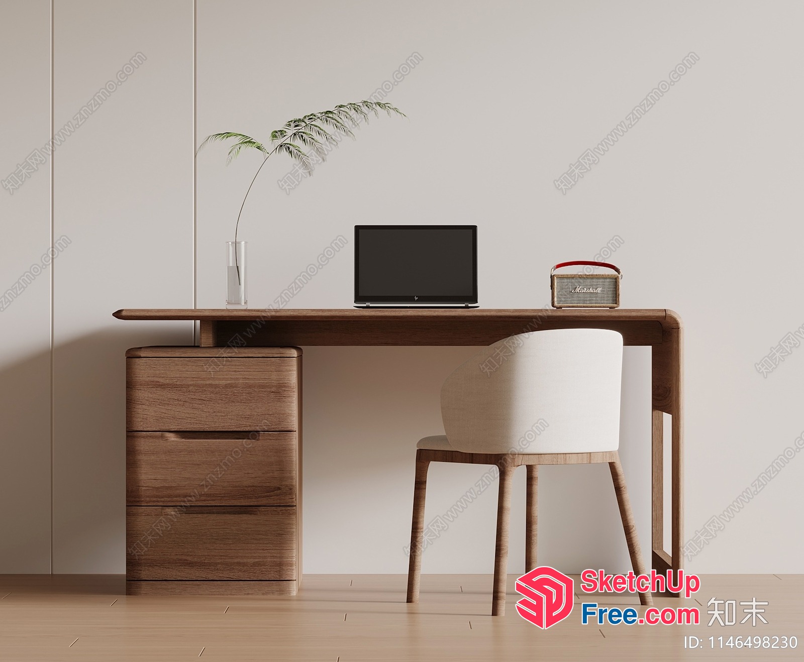 Simple Modern Home Office Workspace 3D SketchUp File
