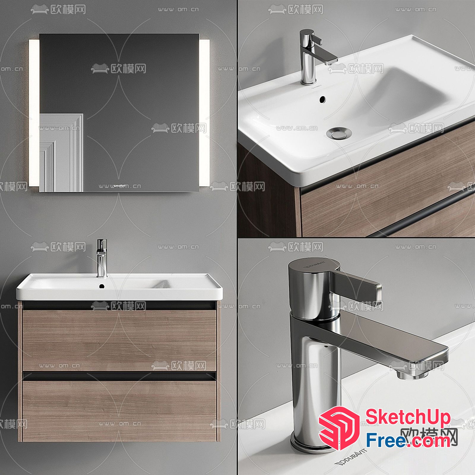 Modern Bathroom Sink And Vanity Set With Mirror 3D SketchUp File