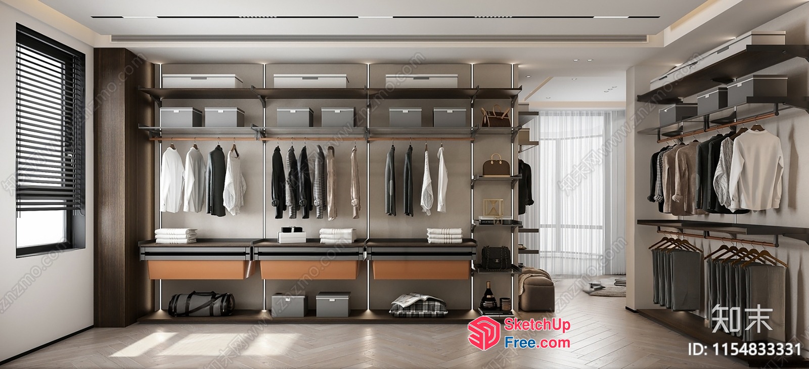 Modern Minimalist Clothing Storage Space 3D SketchUp File