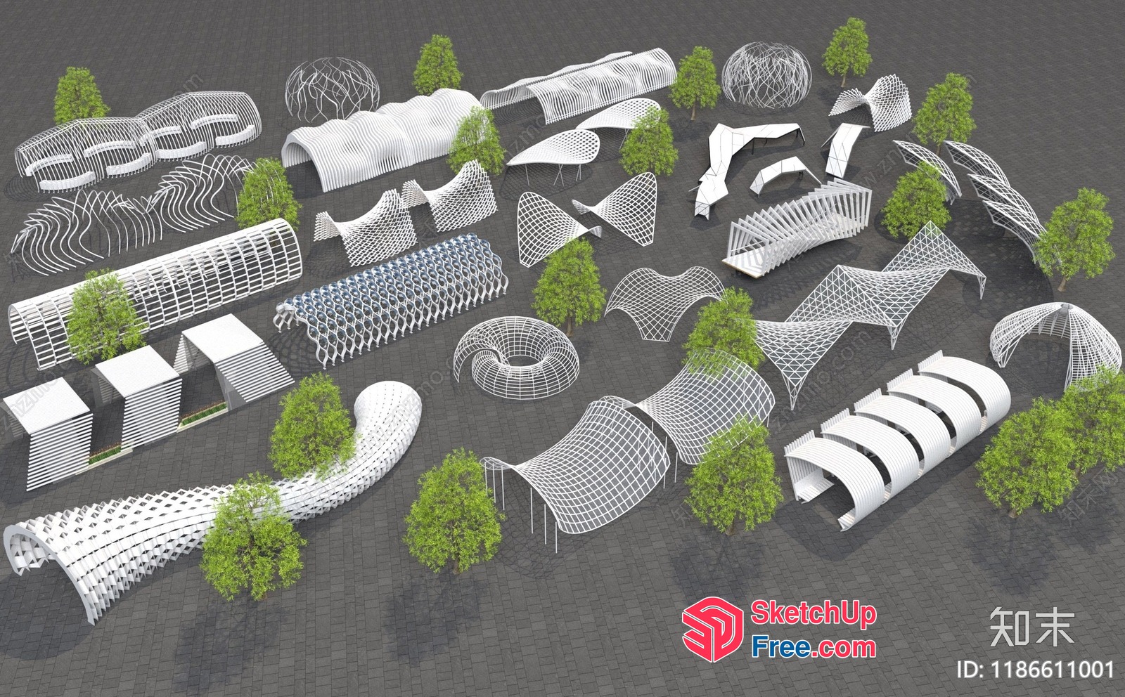 Futuristic Architectural Elements 3D SketchUp File