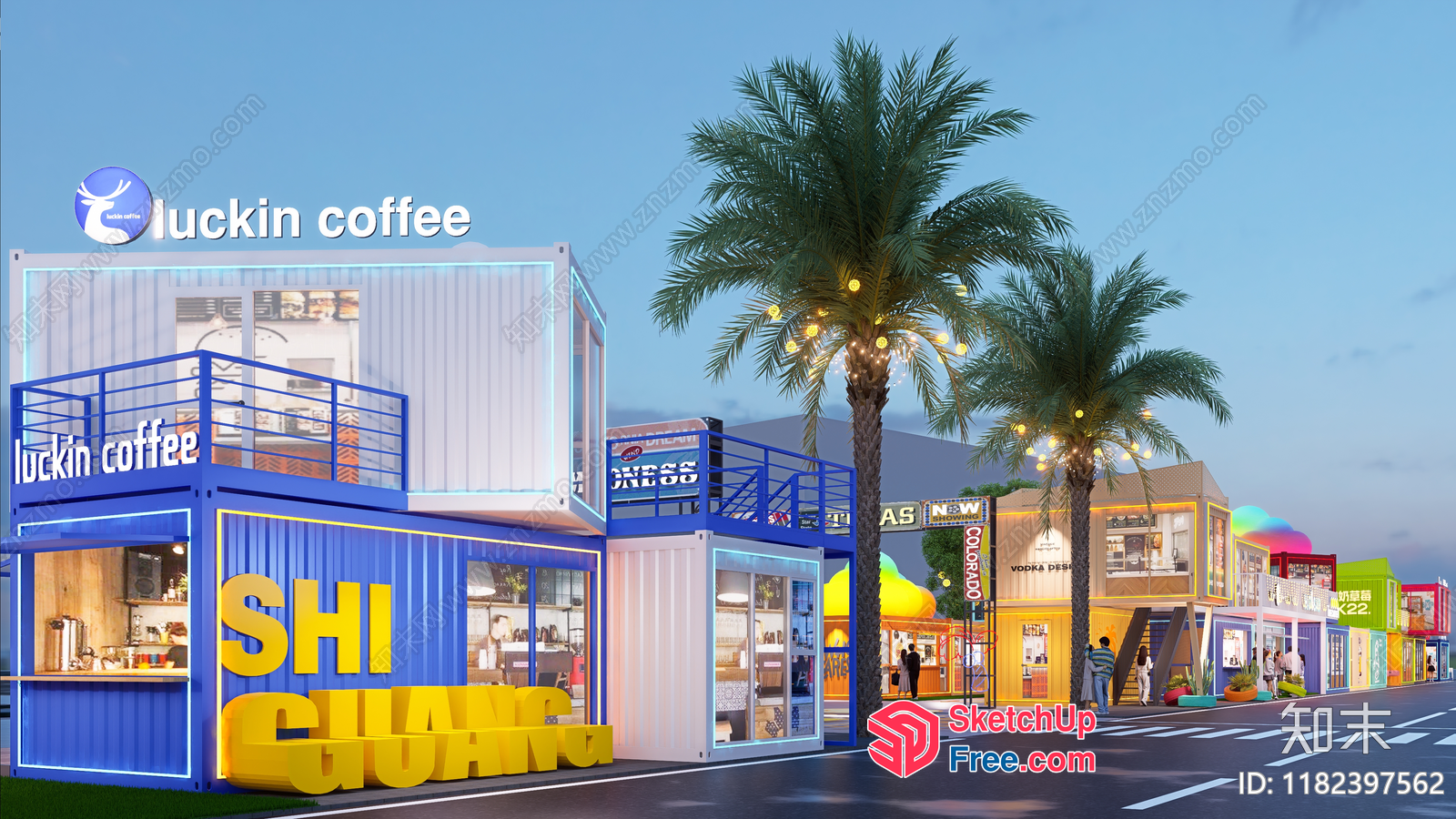Colorful Commercial Street Cladding 3D SketchUp File