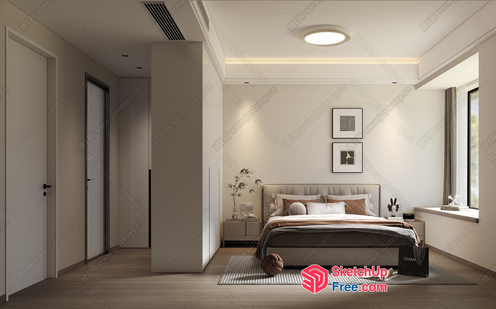 Elegant Minimalist Modern Bedroom 3D SketchUp File