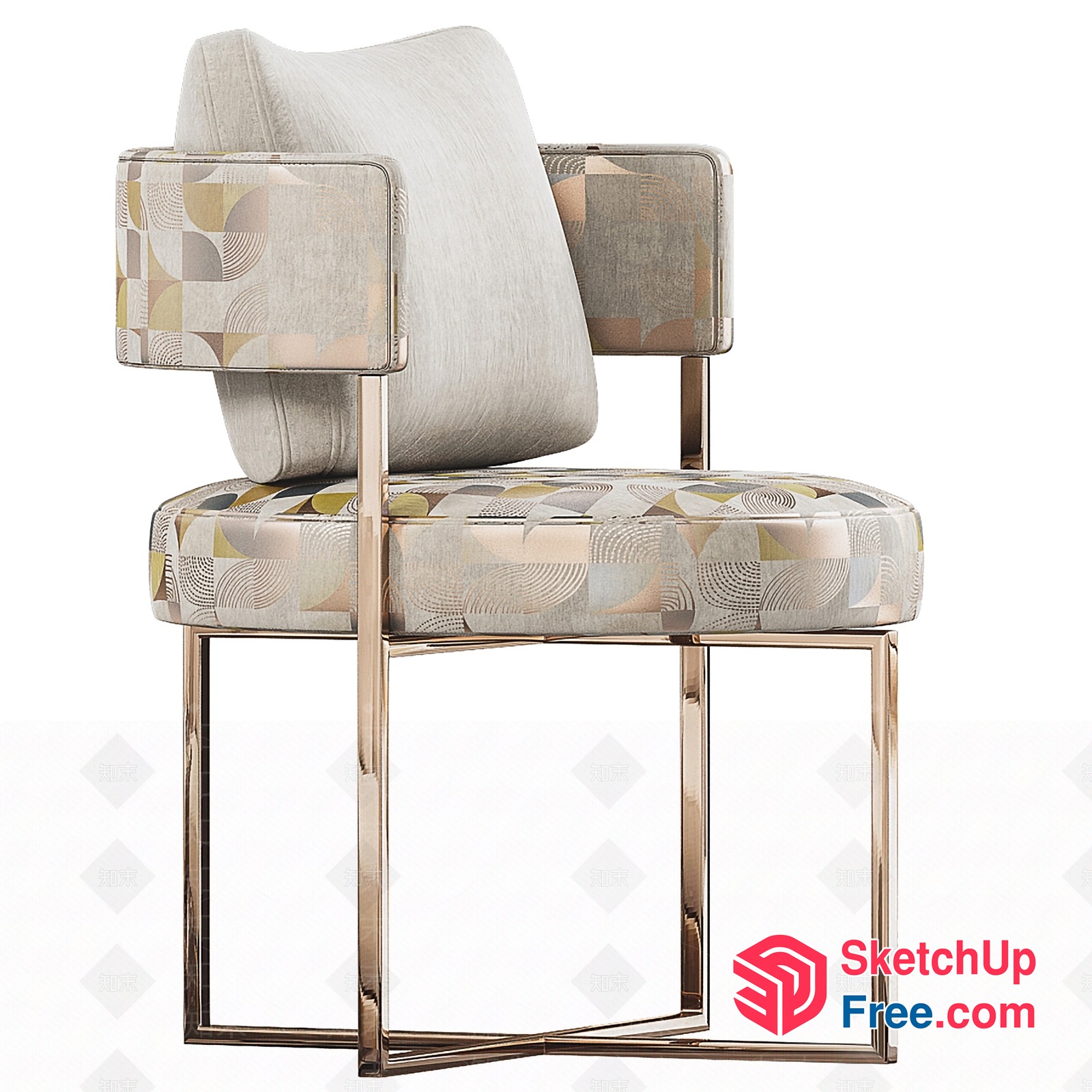 Modern Minimalist Dining Chair With Geometric Pattern 3D SketchUp File
