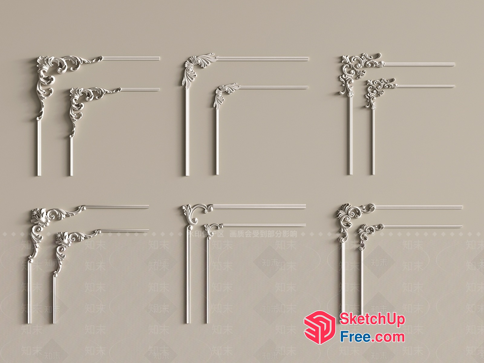 Ornate Corner Moulding Designs 3D SketchUp File