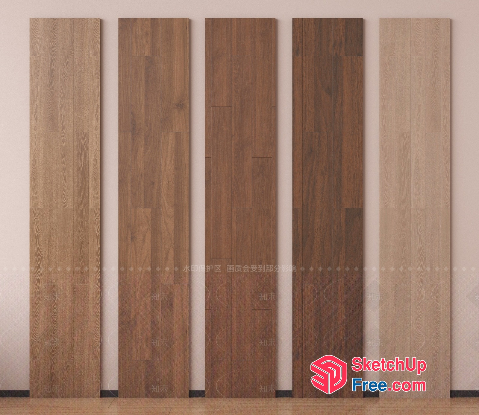 Wooden Planks On The Wall 3D SketchUp File