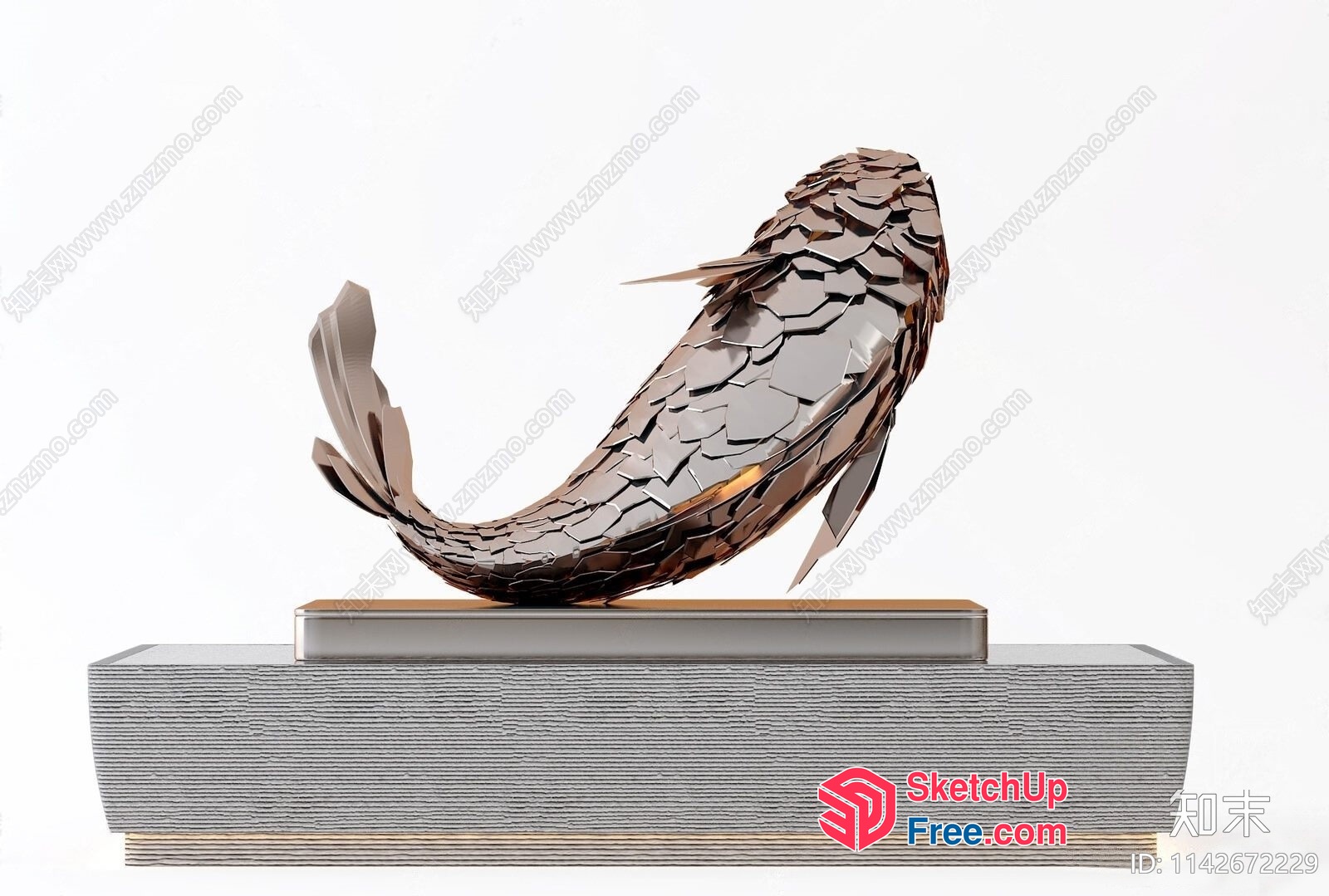 Metal Sculpture Of A Fish 3D SketchUp File