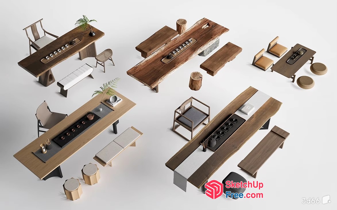 Modern Japanese Style Furniture Collection 3D SketchUp File