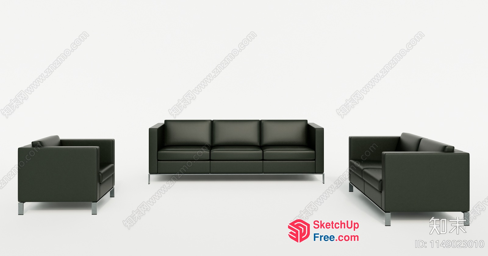Modern Dark Grey Leather Sofa And Armchair Set 3D SketchUp File