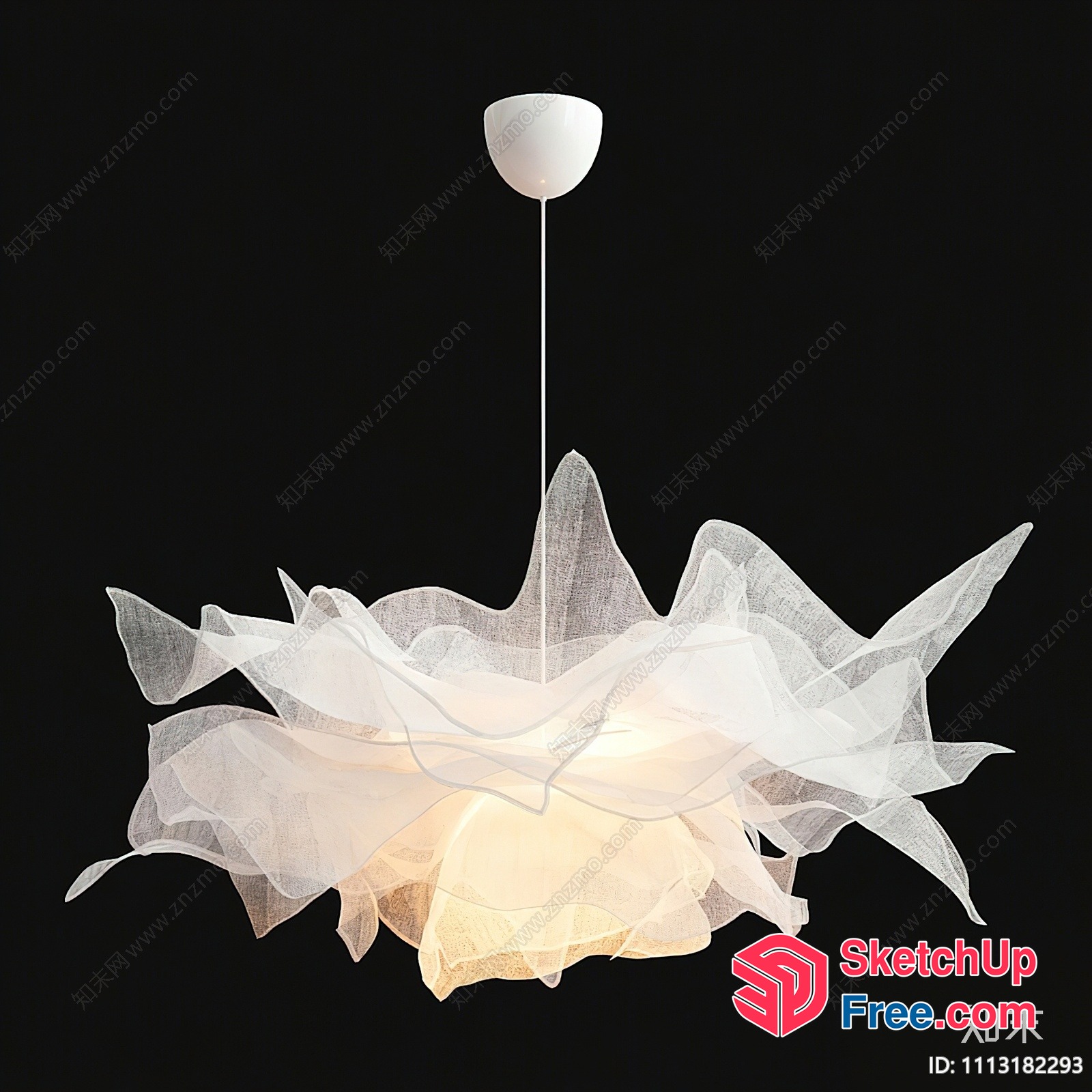 Elegant White Chandelier With Delicate Netting 3D SketchUp File
