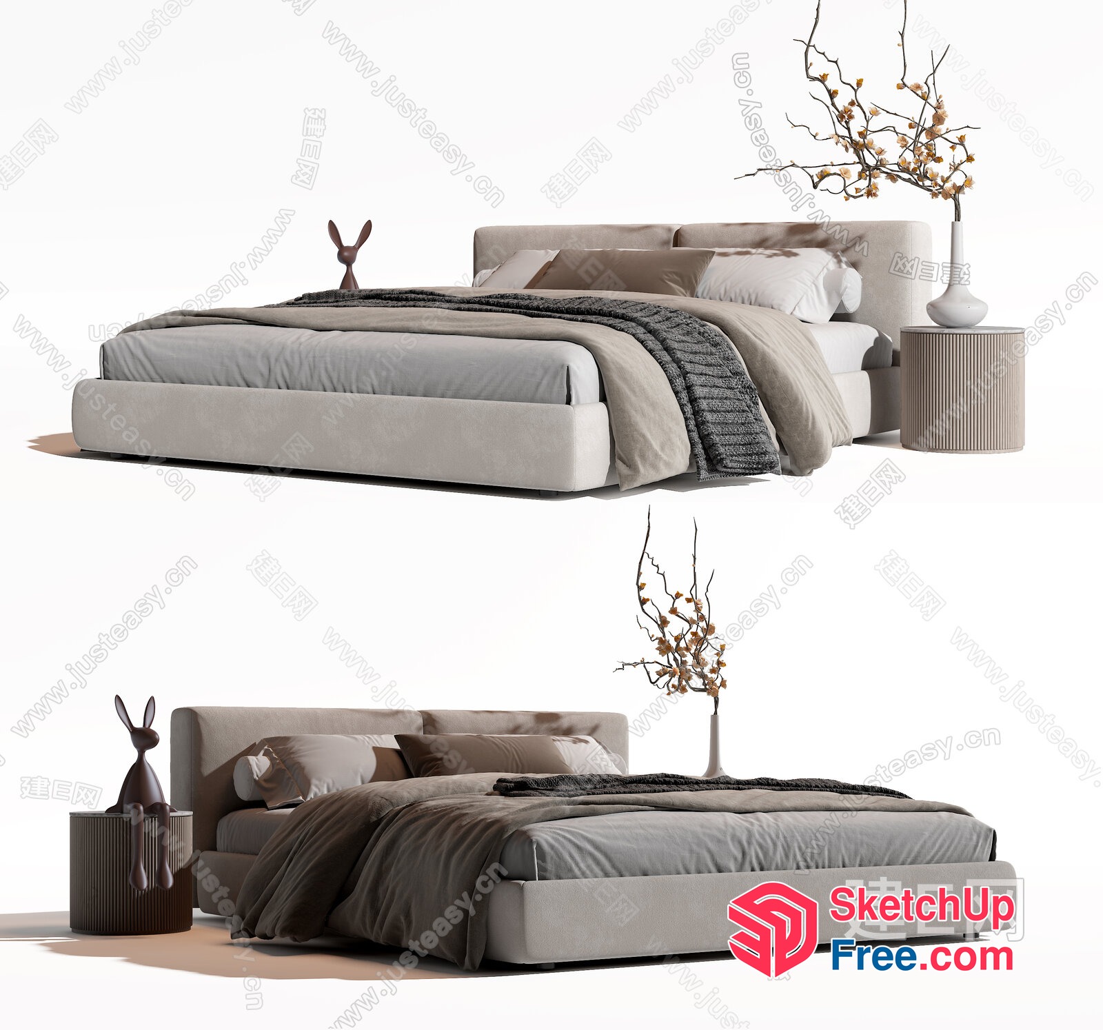 Elegant Minimalist Japanese Style Bedroom Furniture 3D SketchUp File