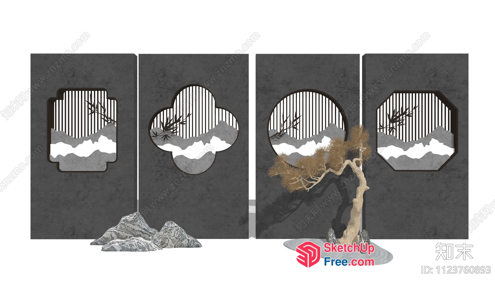 Japanese-Style Landscape Decor 3D SketchUp File