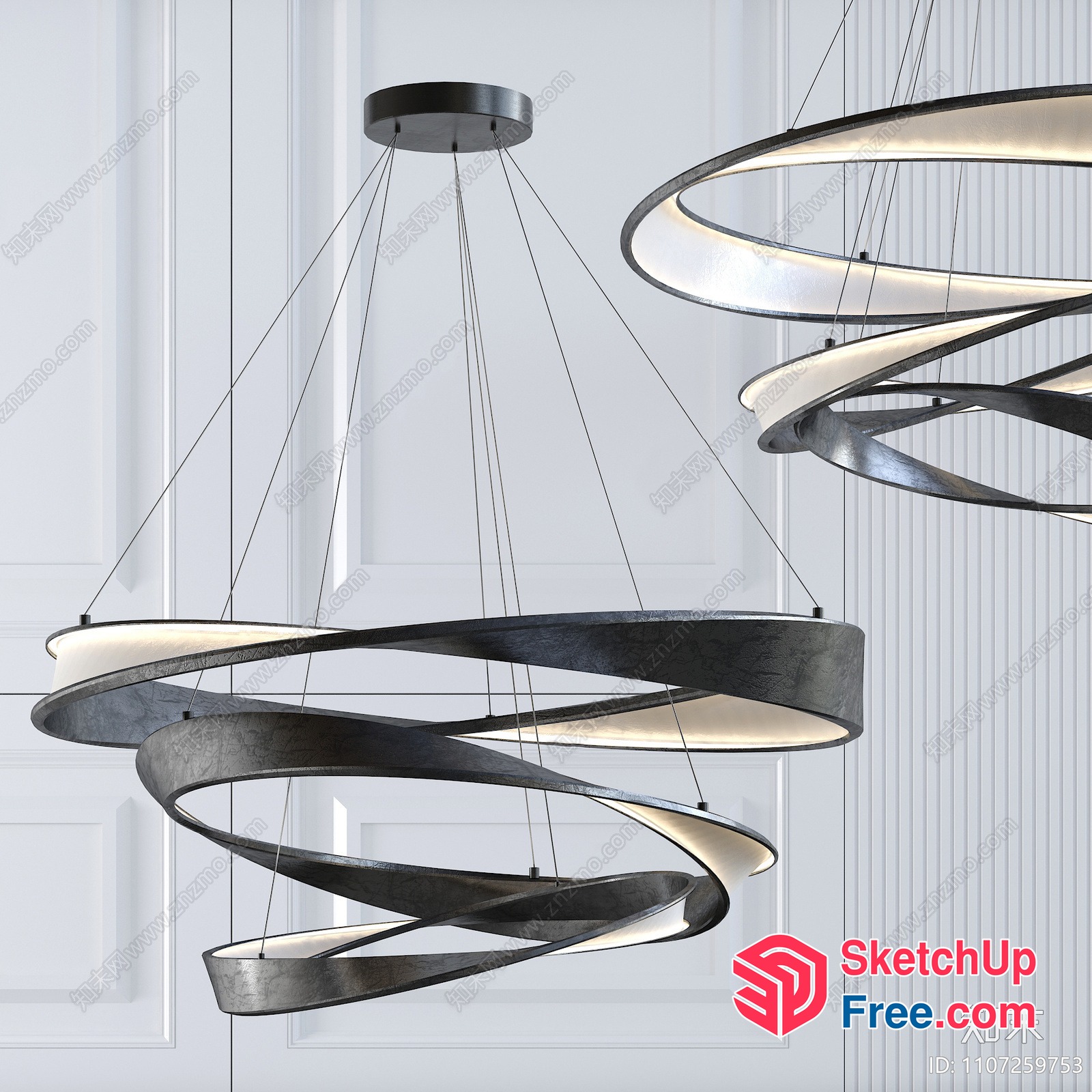 Modern Spiral Chandelier Design 3D SketchUp File