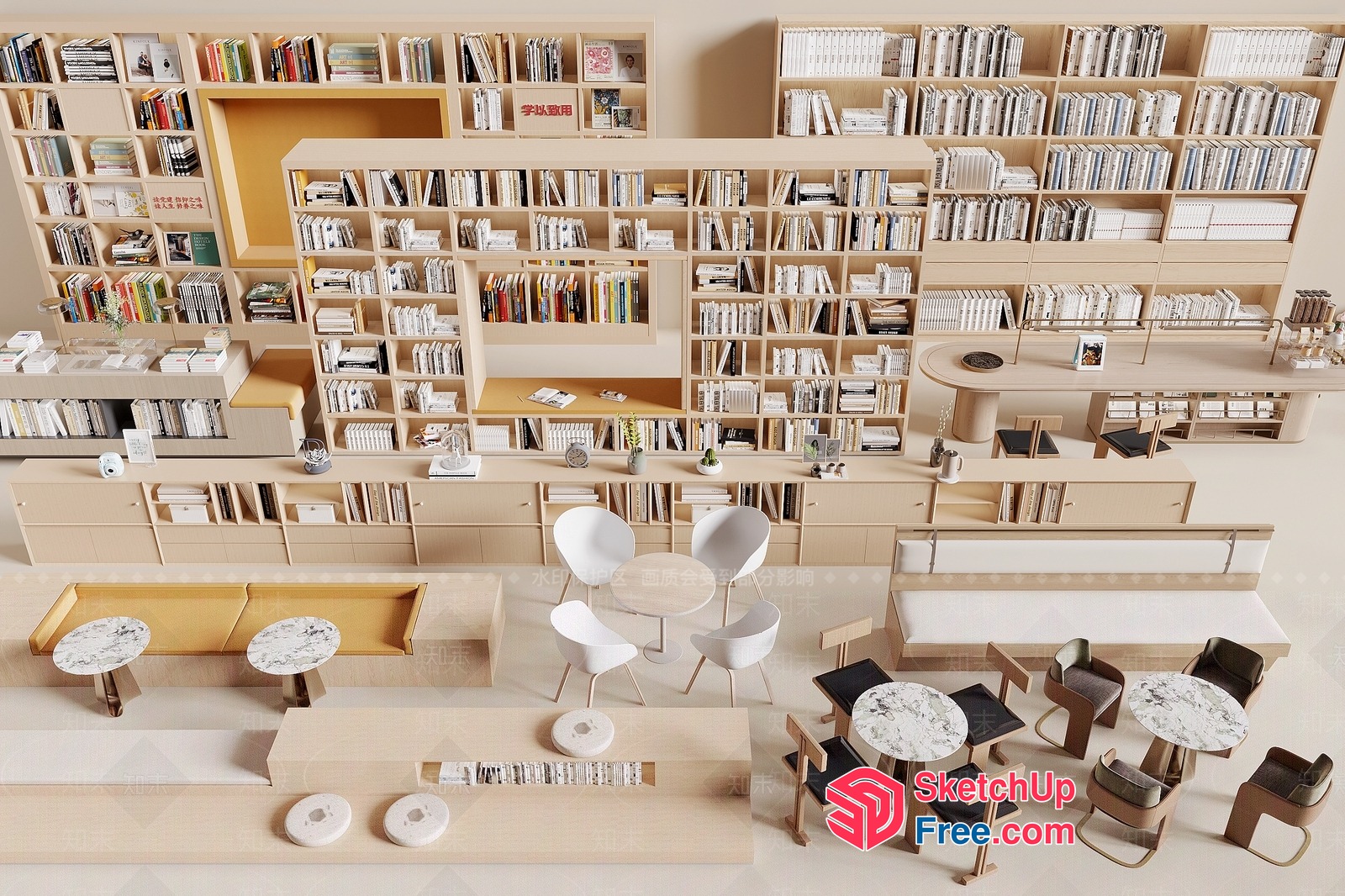 Minimalist Modern Library Interior 3D SketchUp File