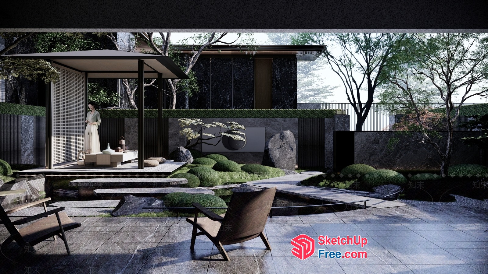 Modern Japanese-Inspired Garden Oasis 3D SketchUp File