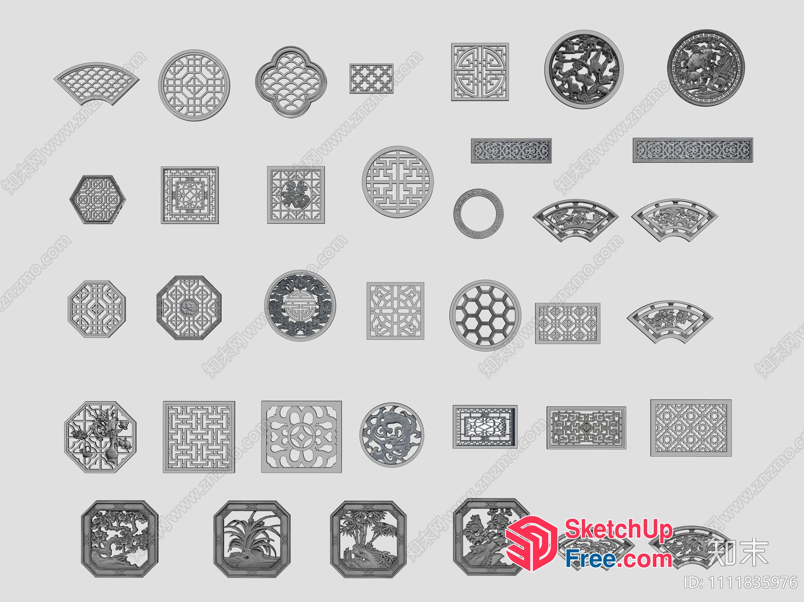 Ornate Asian-Inspired Decorative Elements 3D SketchUp File