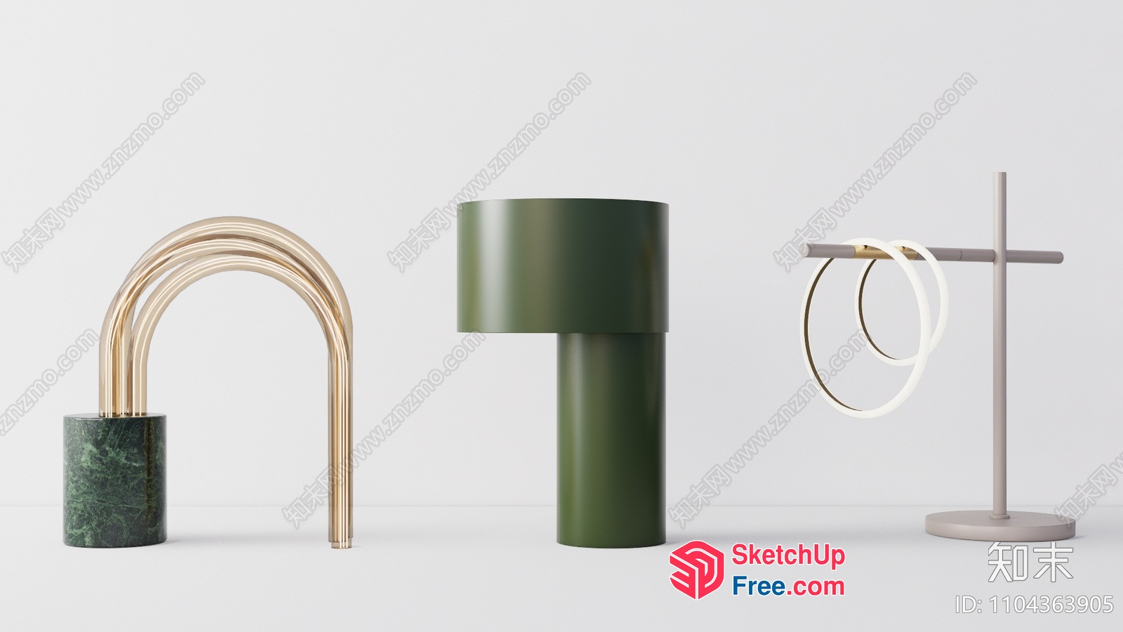 Modern Green And Gold Decorative Items 3D SketchUp File