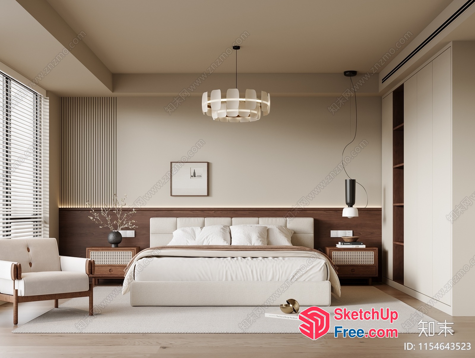 Minimalist Japanese Style Bedroom 3D SketchUp File