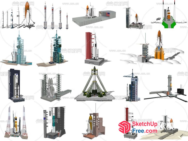 Space Capsule Designs And Launch Pads 3D SketchUp File