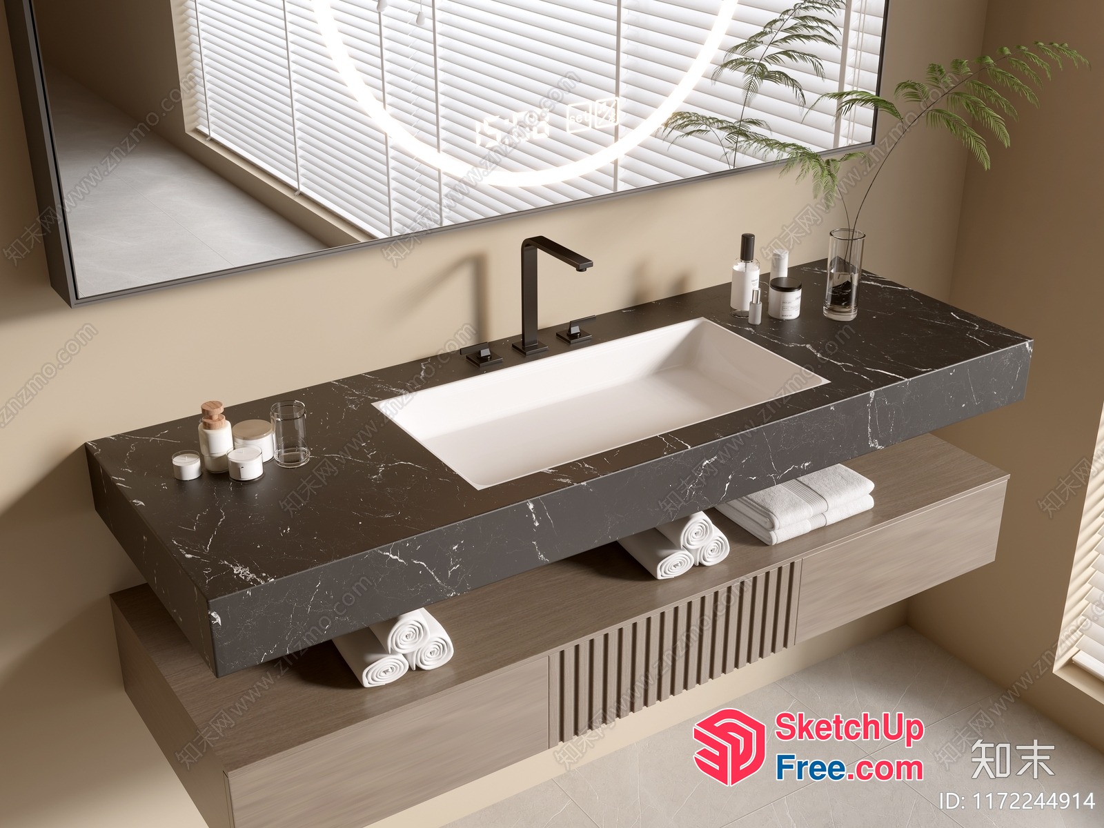 Modern Bathroom Sink And Counter With Natural Light 3D SketchUp File