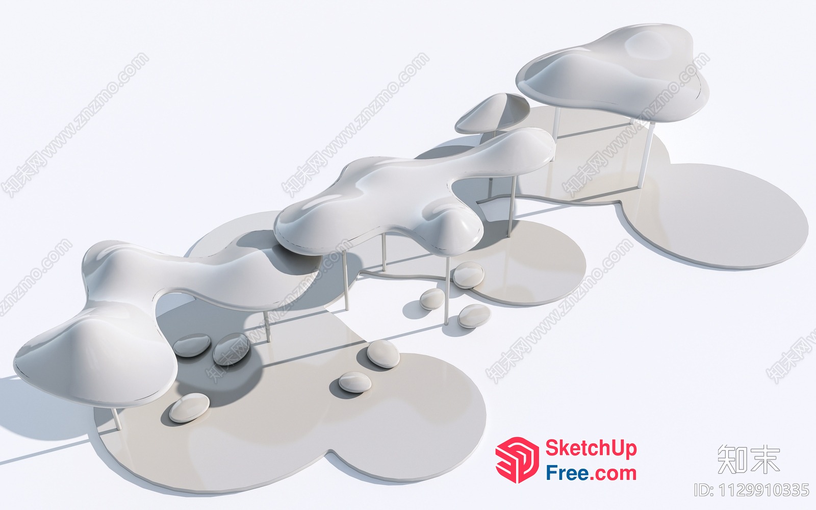 White Abstract Furniture Design 3D SketchUp File