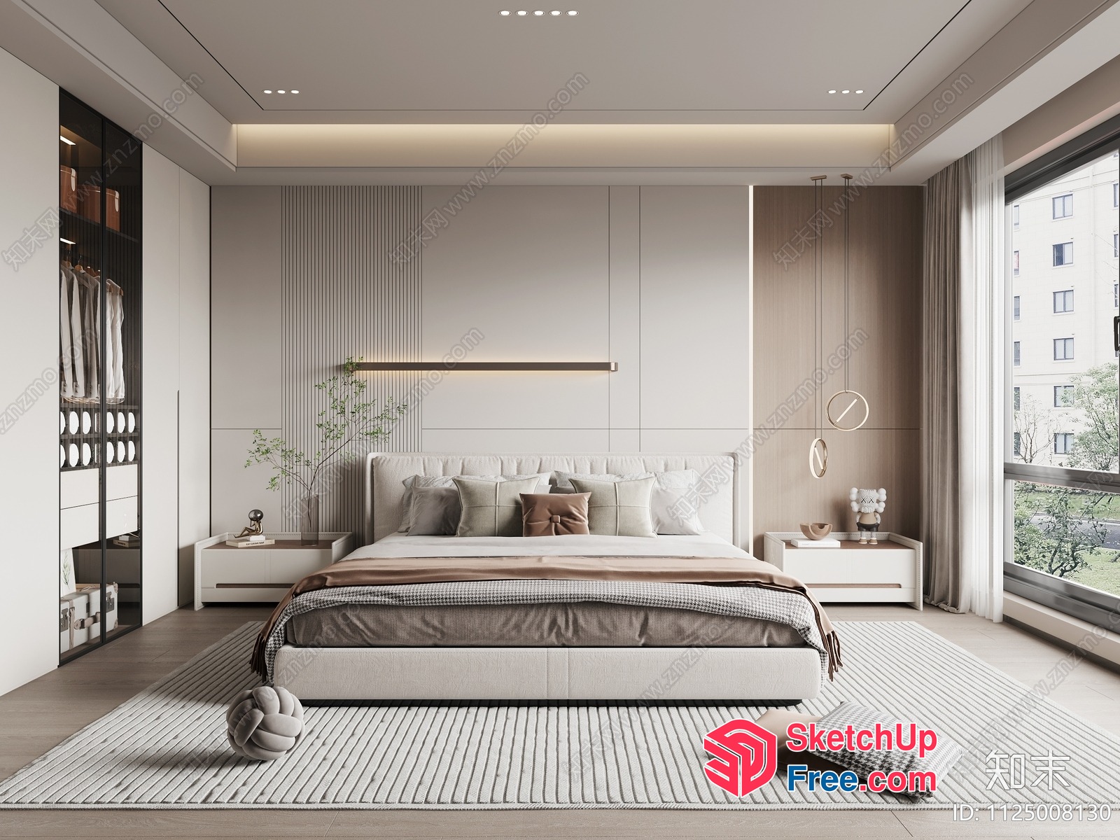 Minimalist Scandinavian Modern Bedroom Interior 3D SketchUp File