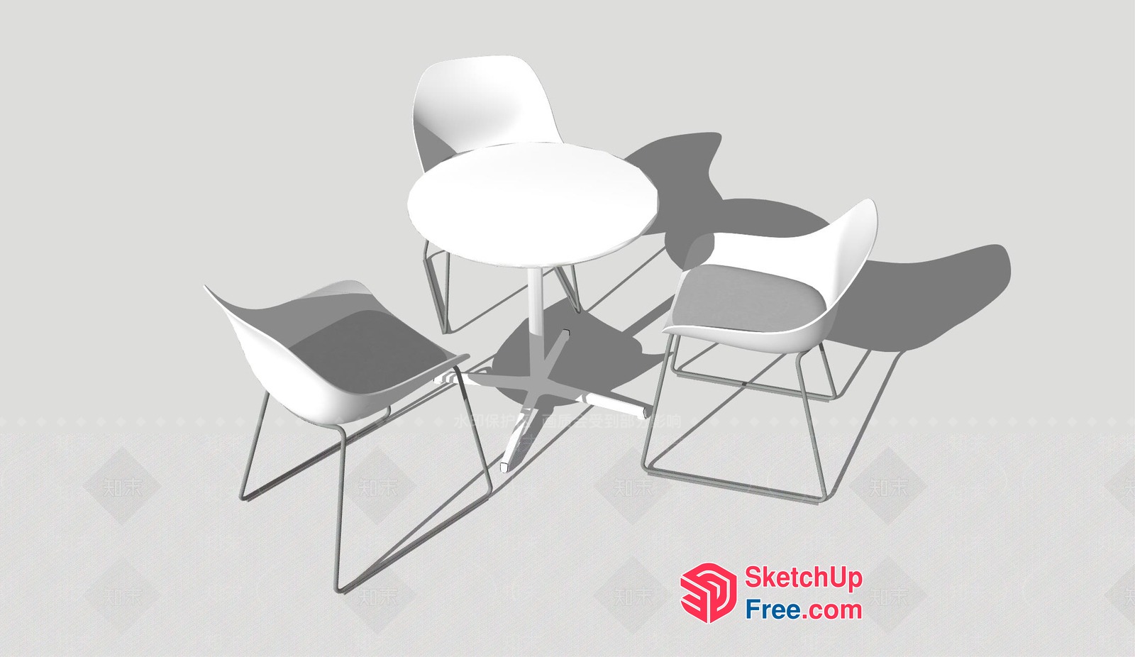 White Dining Table And Chairs 3D SketchUp File