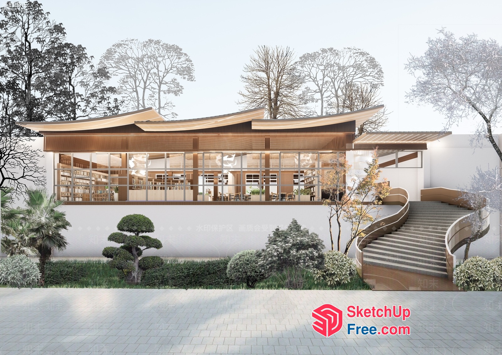 Elegant Japanese-Inspired Modern House 3D SketchUp File