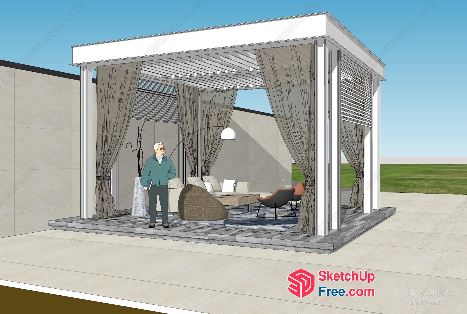 Contemporary Outdoor Living Space With Refined Furniture 3D SketchUp File