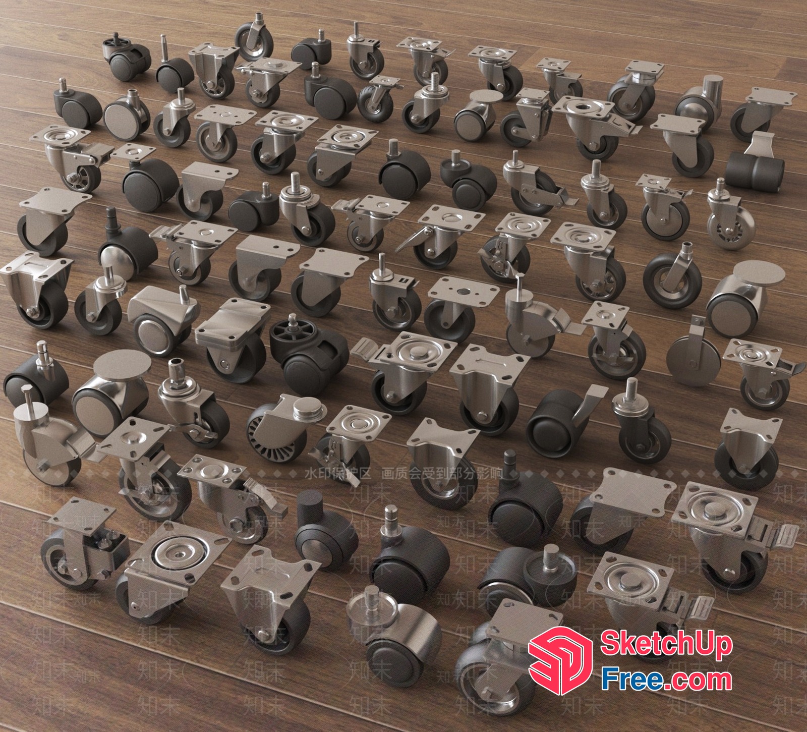 Assorted Caster Wheels Collection 3D SketchUp File