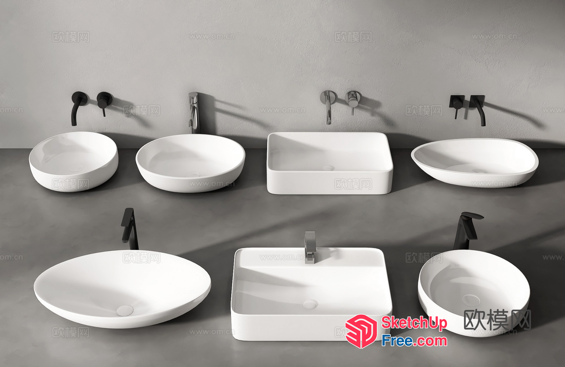 Modern Bathroom Sinks With Sleek Faucets 3D SketchUp File