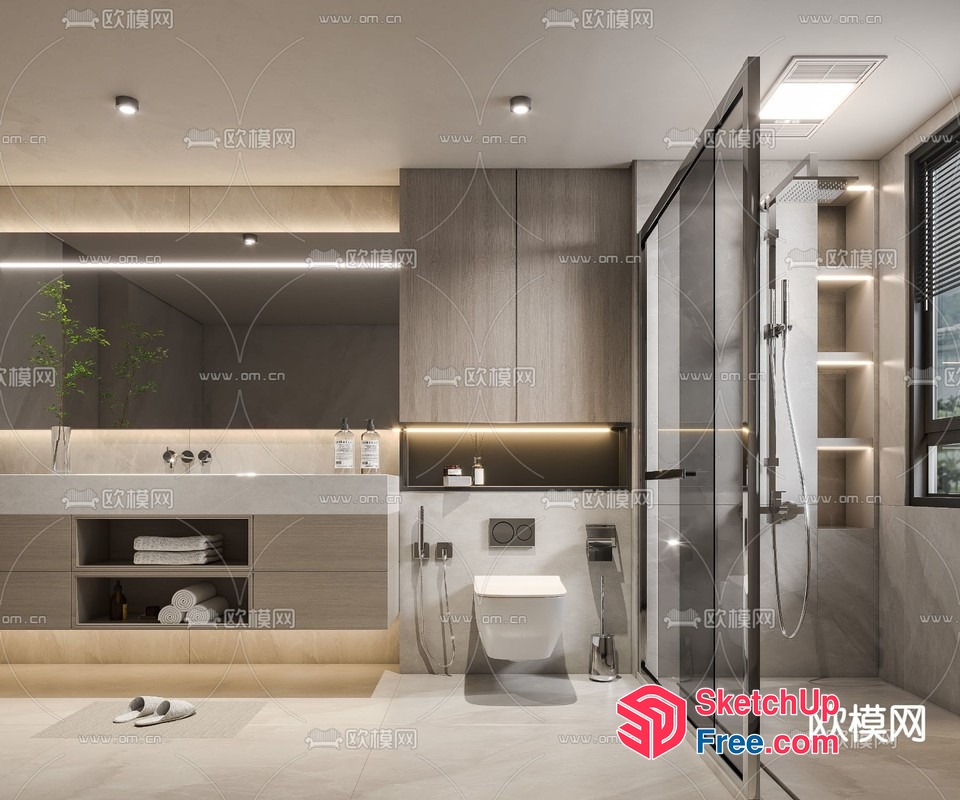 Modern Bathroom Interior With Sleek Fixtures And Natural Lighting 3D SketchUp File