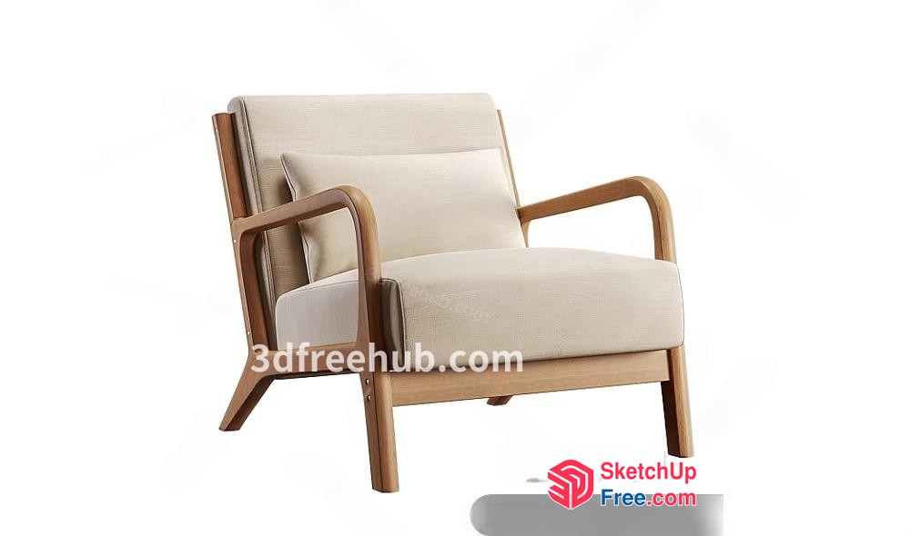 Modern Creamy Style Armchair 3D SketchUp File