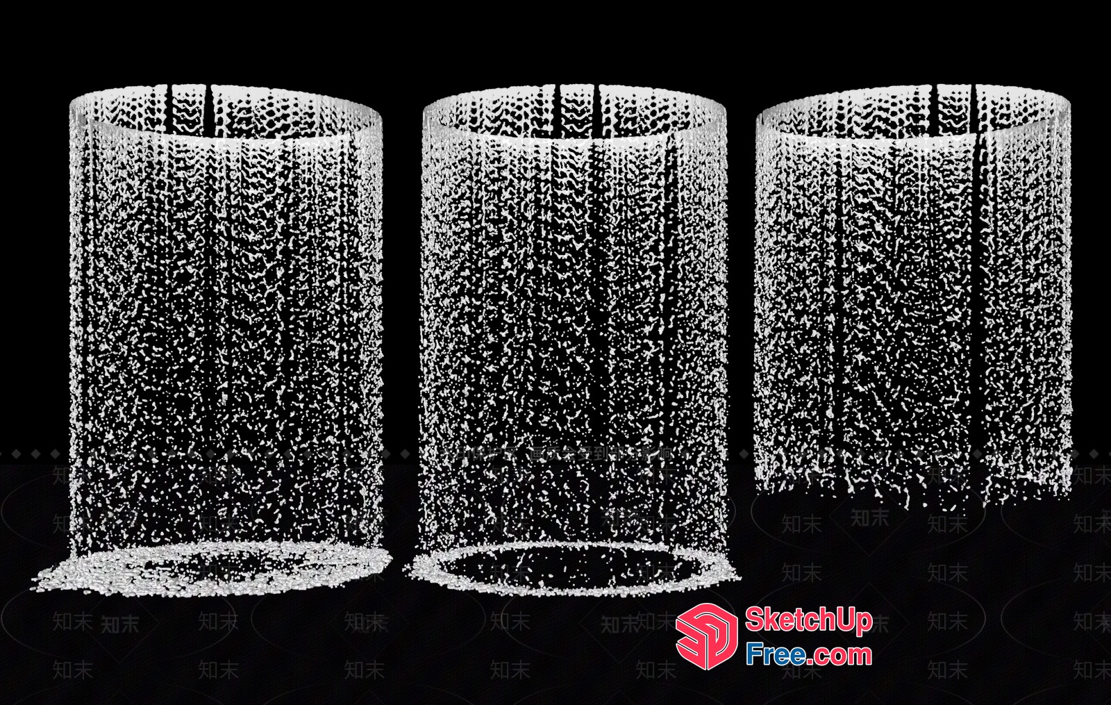 Three Glass Cylinder Lighting Fixtures 3D SketchUp File