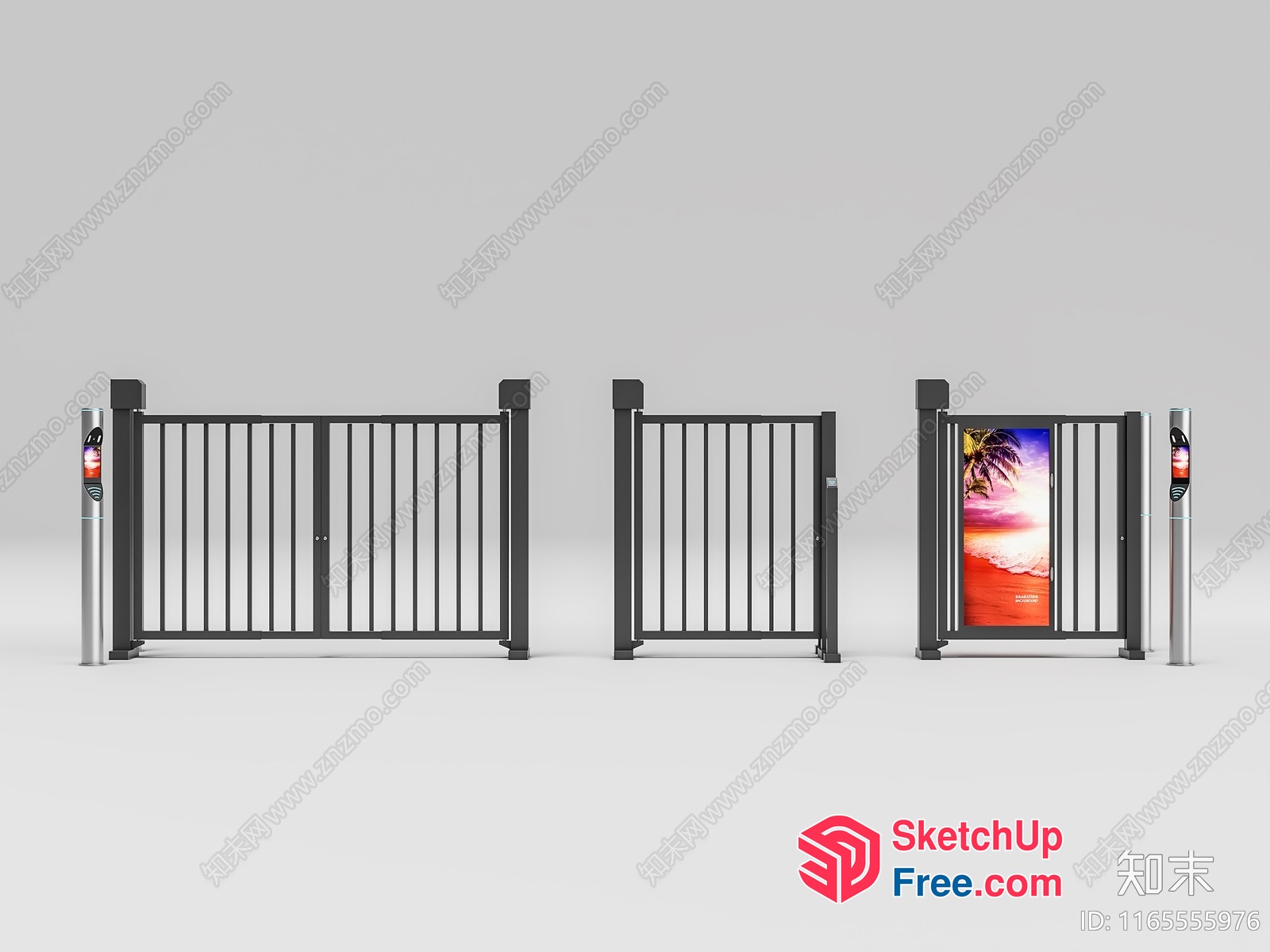 Modern Railing With Tropical Beach Scene 3D SketchUp File