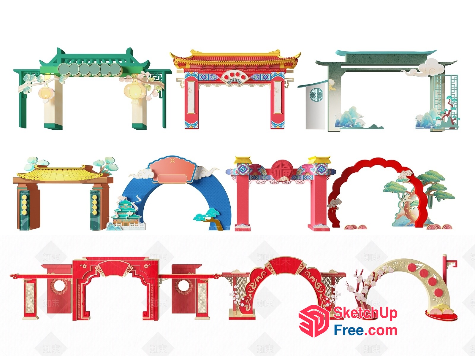 Traditional Asian-Inspired Archways 3D SketchUp File