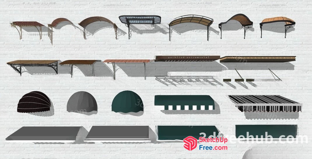 Various Roof And Awning Styles 3D SketchUp File