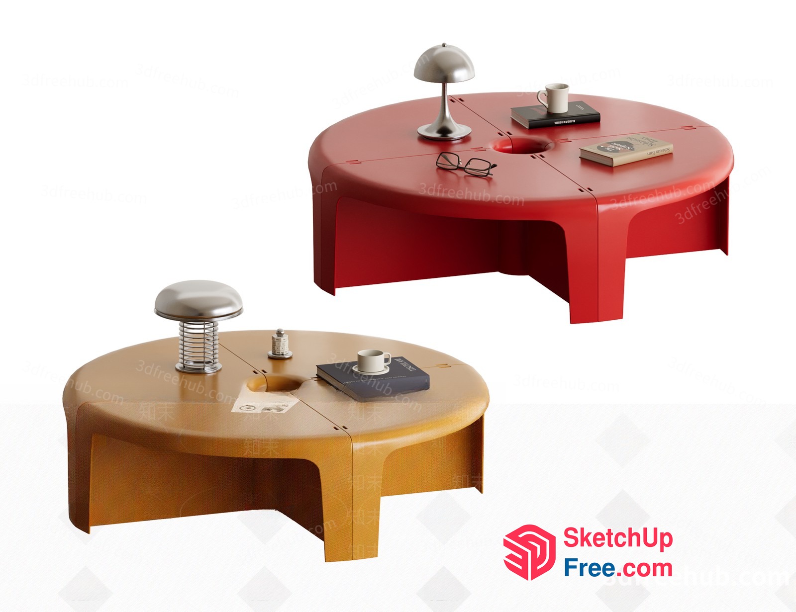 Two Modern Coffee Tables With Unique Lamp Design 3D SketchUp File