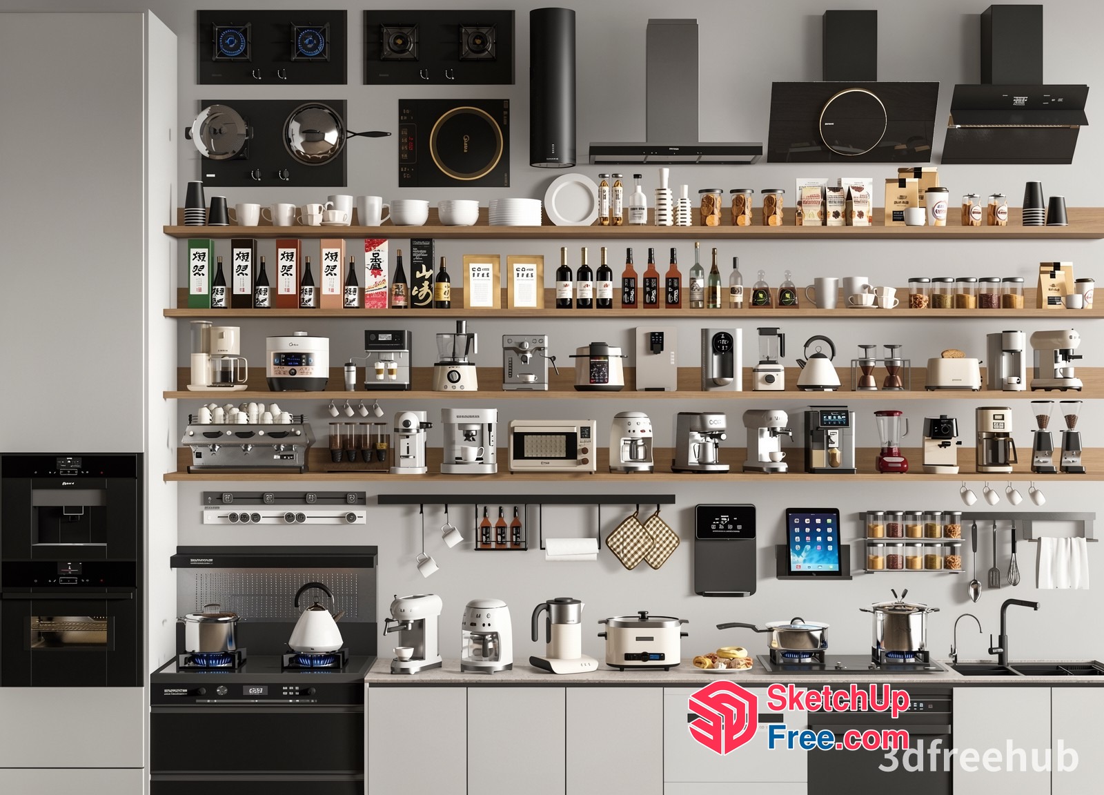 Modern Kitchen Appliances And Decorations 3D SketchUp File