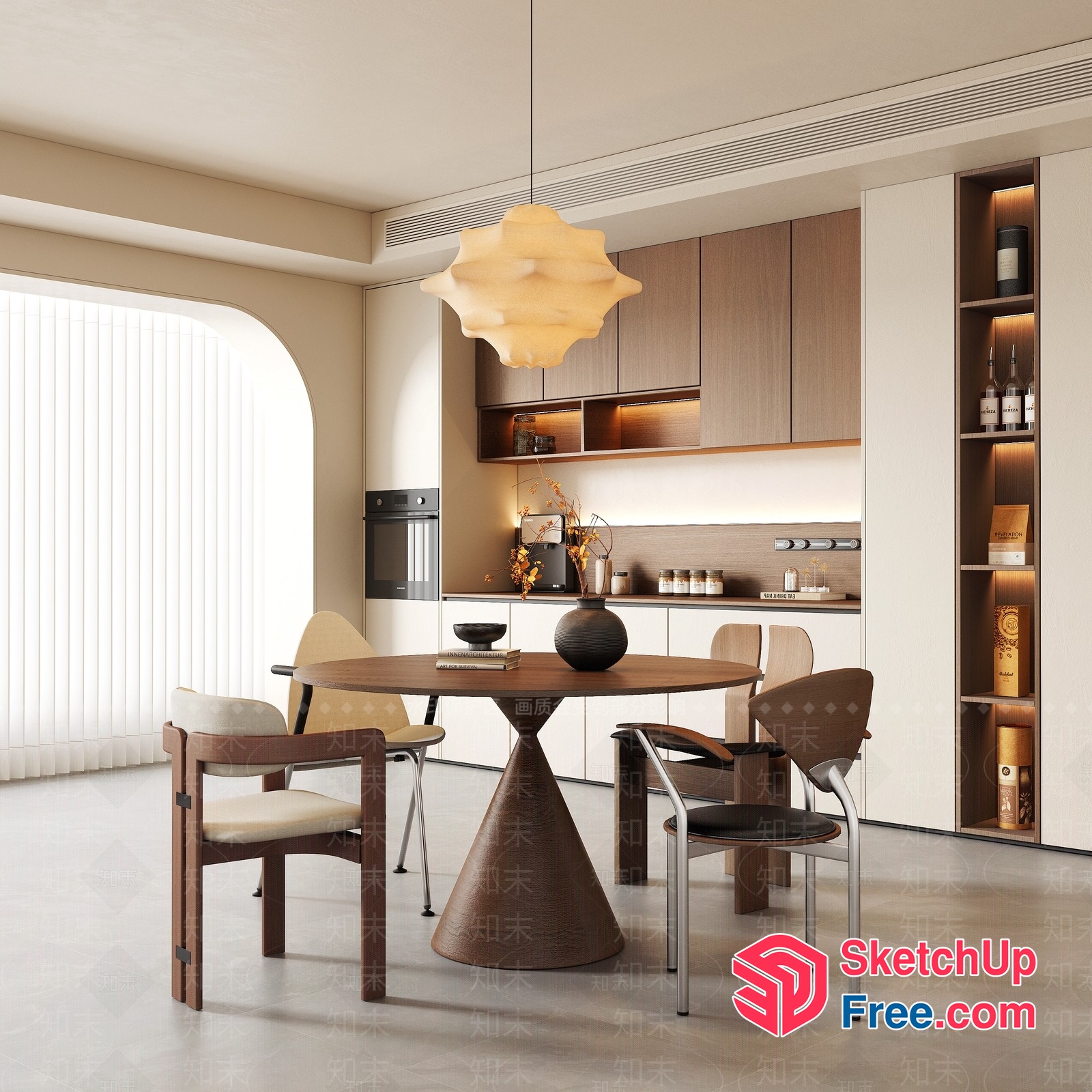Modern Minimalist Dining Room With Sleek Table And Chairs 3D SketchUp File