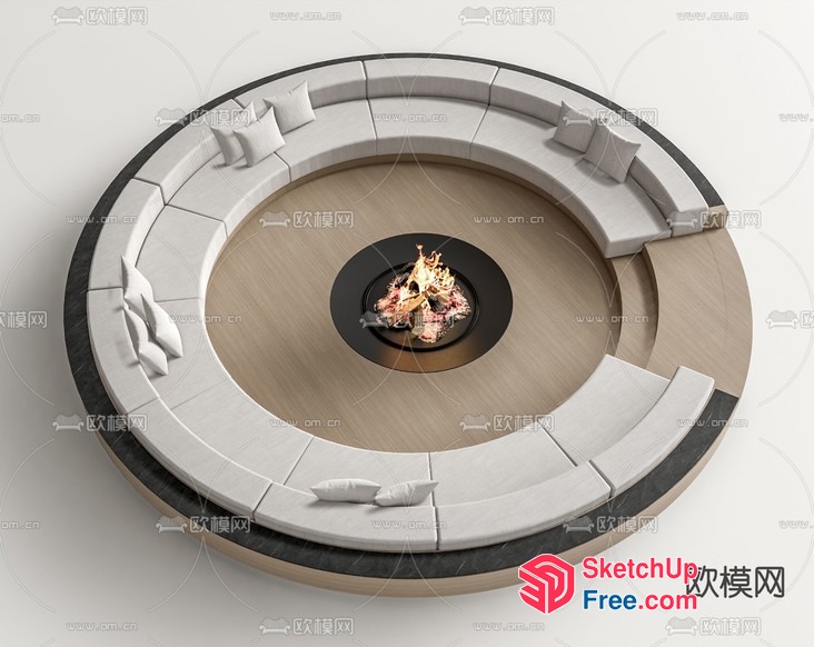 Circular Seating Arrangement Around A Fire Pit 3D SketchUp File