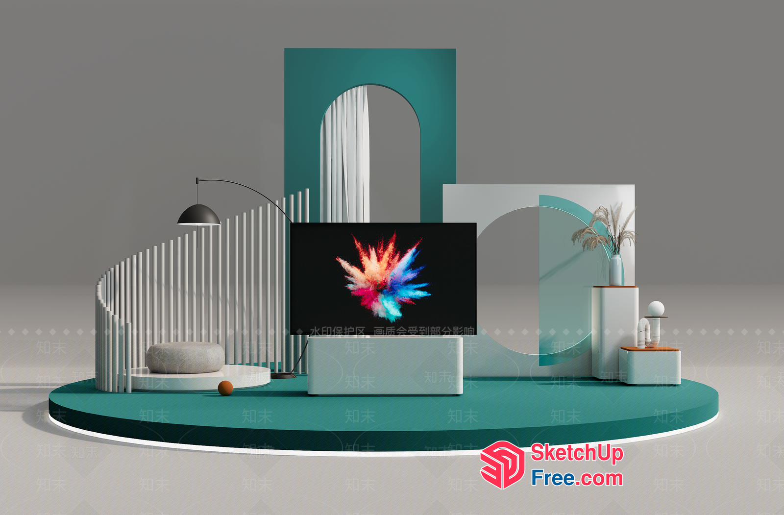 Modern Teal And White Interior Design 3D SketchUp File